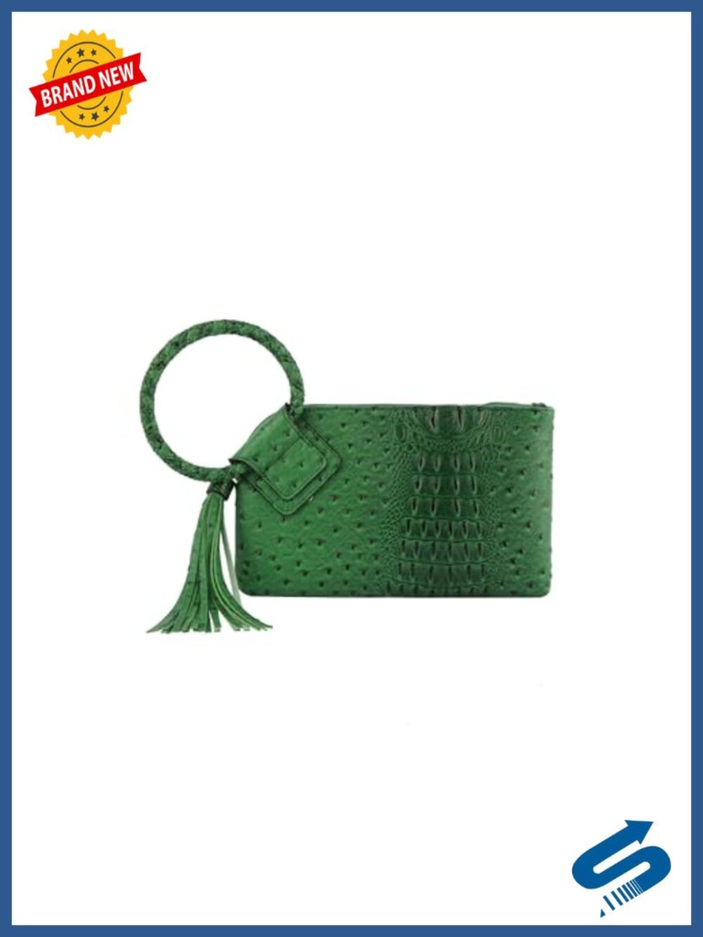 Vegan Faux Leather Clutch Wristlet Wallet Evening Bag with Wrist Strap